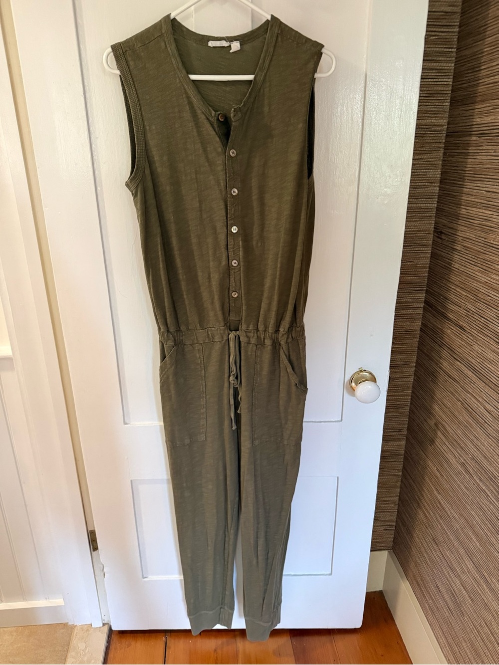 Wilt Olive Green Sleeveless Button-Front Jumpsuit